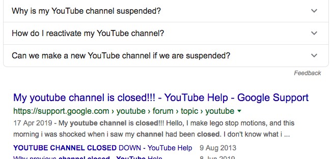 YouTube channel closed