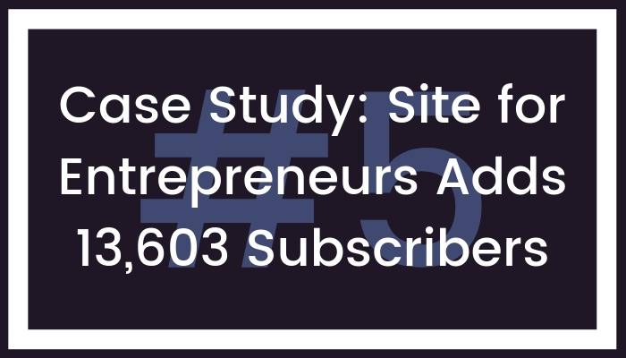 Case Study: Site for Entrepreneurs Adds 13,603 Subscribers