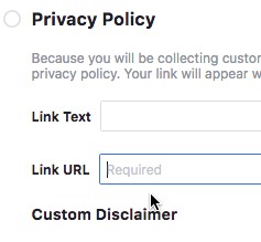 You need to provide a link to your company's privacy policy