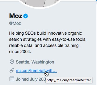 Moz's Twitter profile
